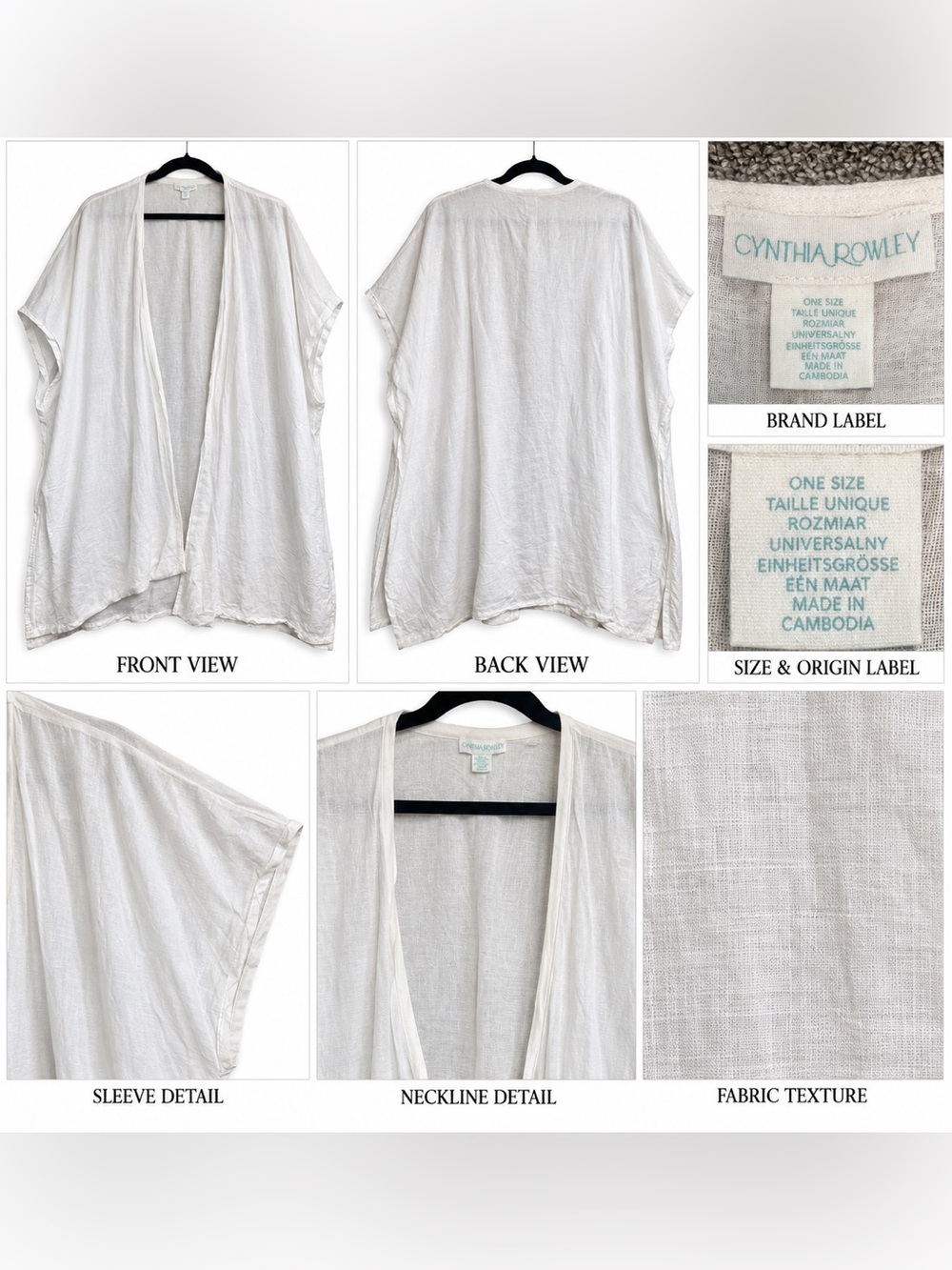 Cynthia Rowley White Open-Front Lightweight Kimono Top